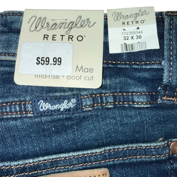 Wrangler Retro Mae Mid Rise Bootcut Jane jeans women’s sz 32 x 30 112359344 nwt - Picture 9 of 15
